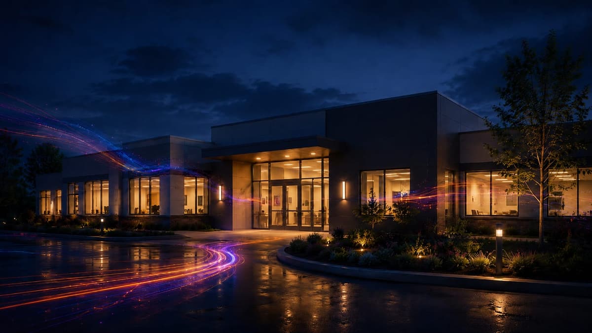 Modern building with connected infrastructure lighting